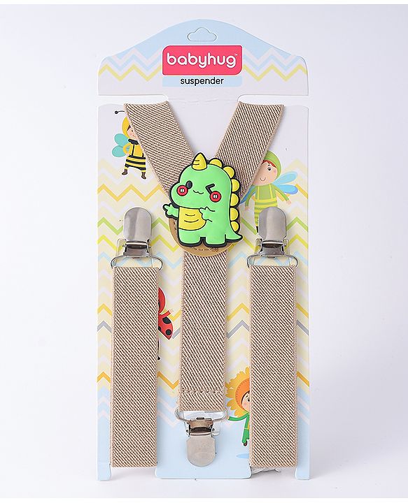 Babyhug Free Size Suspender With Dino Applique - Khaki