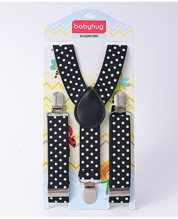Babyhug Free Size Suspender With Polka Dots Print - Black