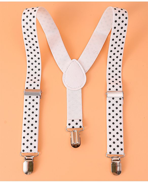 Babyhug Suspender with Polka Dot Design Free Size - White