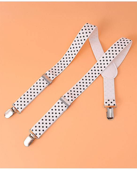 Babyhug Suspender with Polka Dot Design Free Size - White