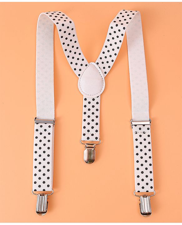 Babyhug Suspender with Polka Dot Design Free Size - White