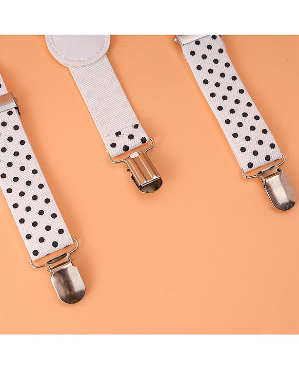 Babyhug Suspender with Polka Dot Design Free Size - White