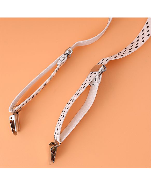 Babyhug Suspender with Polka Dot Design Free Size - White