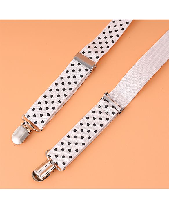Babyhug Suspender with Polka Dot Design Free Size - White