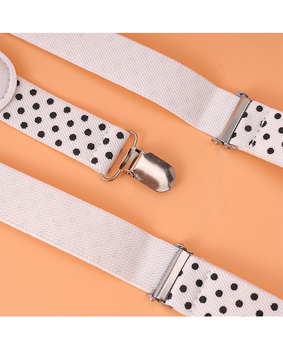Babyhug Suspender with Polka Dot Design Free Size - White
