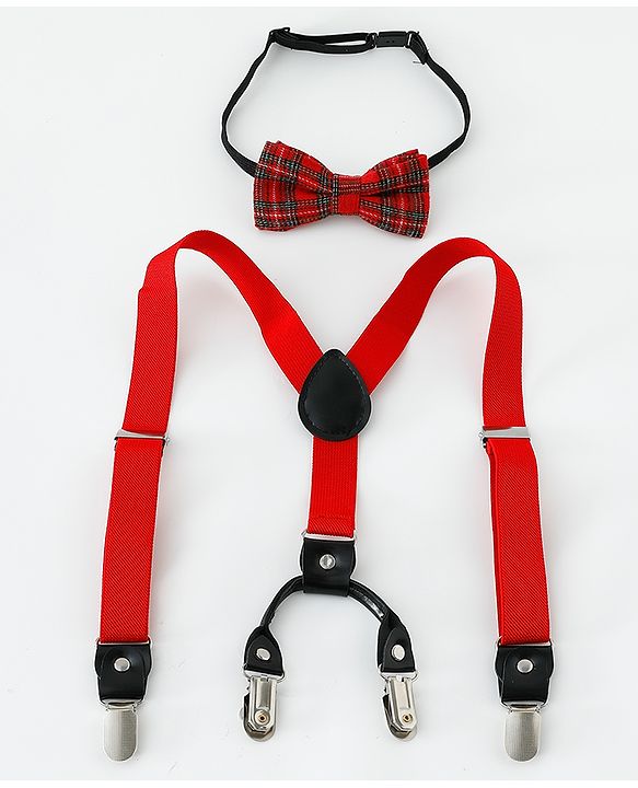 Babyhug Bow and Suspender Set - Red