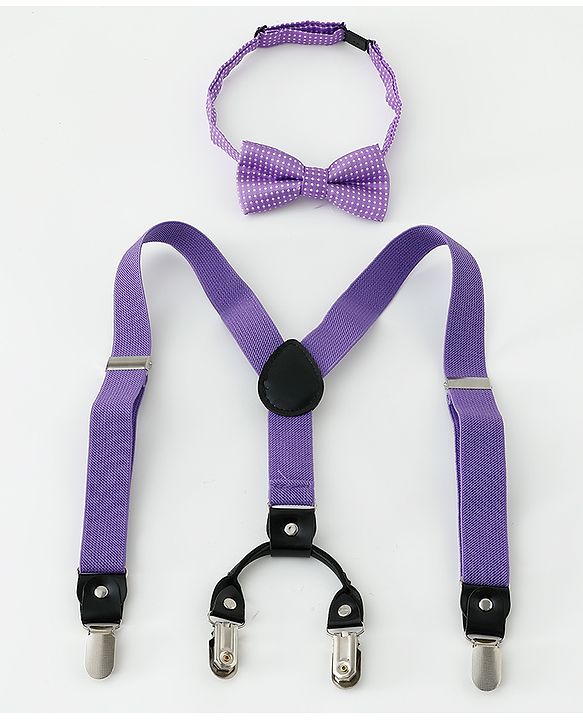Babyhug Bow and Suspender Set - Purple