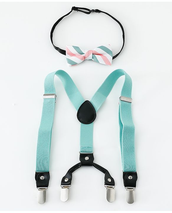 Babyhug Bow & Suspender Set - Light Green