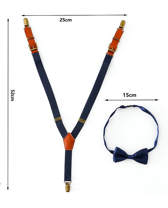 Pine Kids Free Size Bow & Suspender Set - Navy Blue