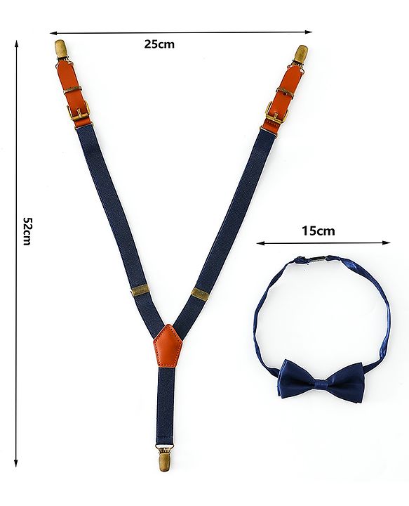 Pine Kids Free Size Bow & Suspender Set - Navy Blue