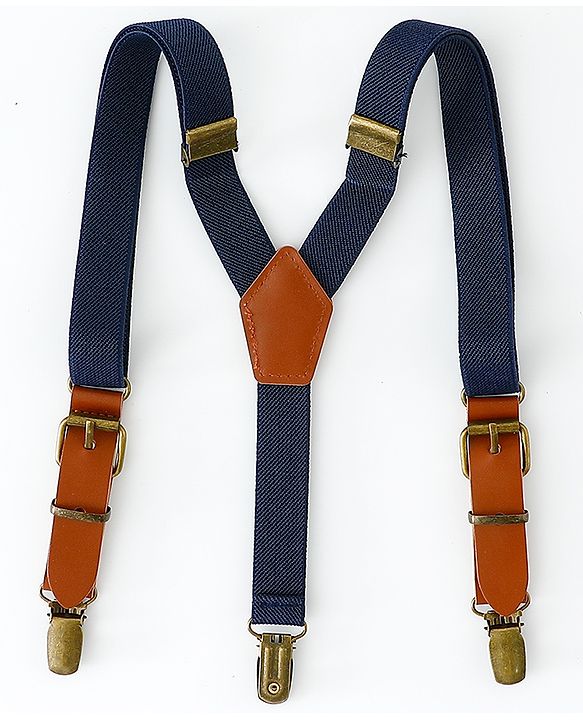 Pine Kids Free Size Bow & Suspender Set - Navy Blue