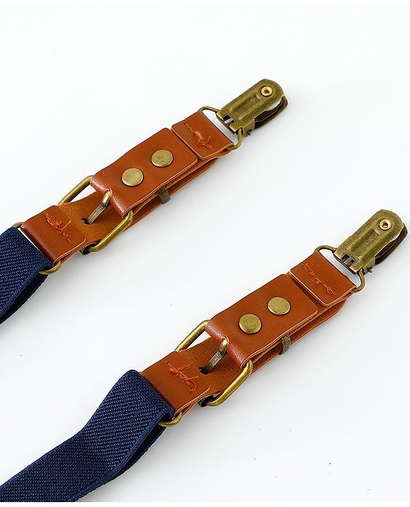 Pine Kids Free Size Bow & Suspender Set - Navy Blue