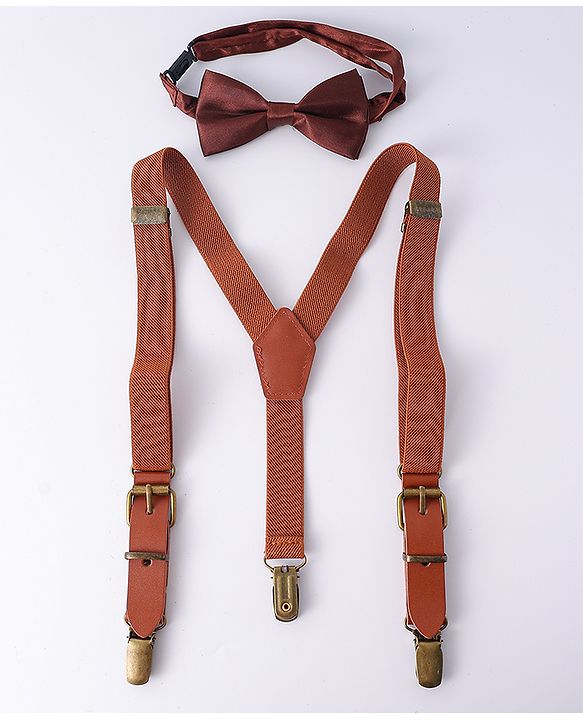Pine Kids Free Size Bow & Suspender Set - Brown