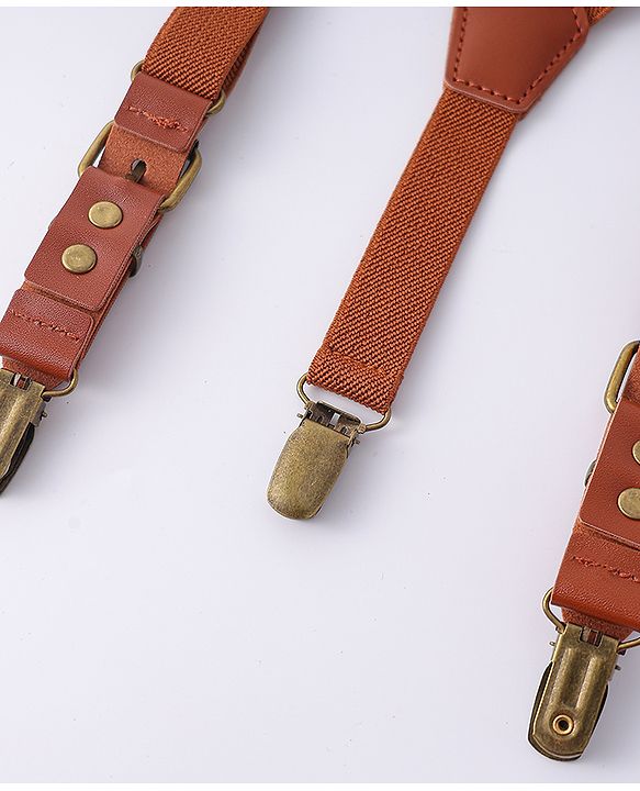 Pine Kids Free Size Bow & Suspender Set - Brown