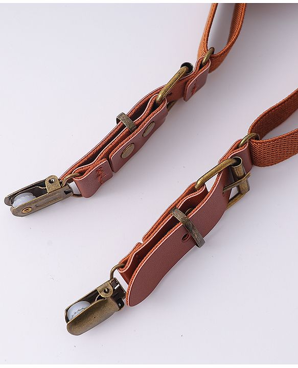 Pine Kids Free Size Bow & Suspender Set - Brown