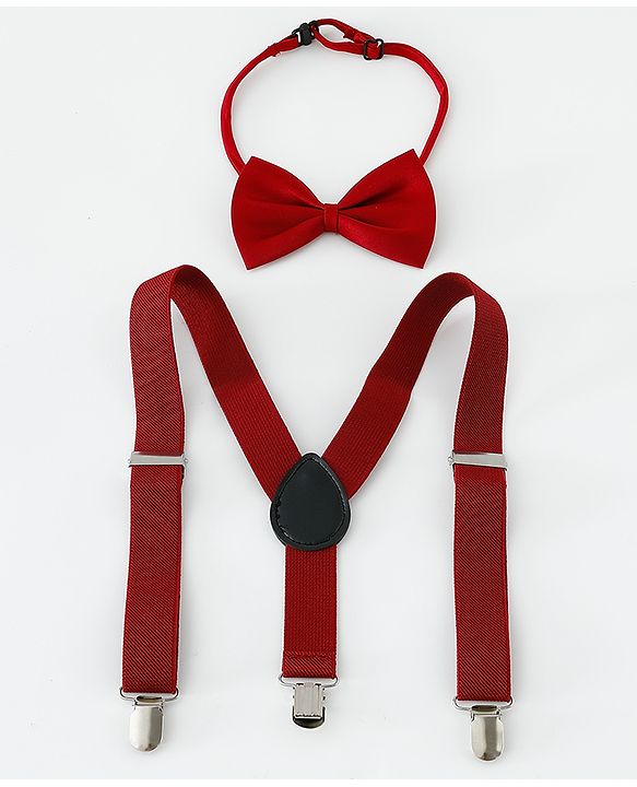 Babyhug Bow and Suspender Set - Wine