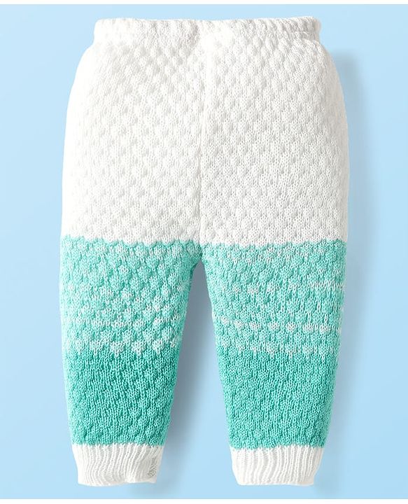 Babyhug Knit Full Sleeves Front Open Sweater Set with Booties & Cap Cable Knit Design - White & Turquoise