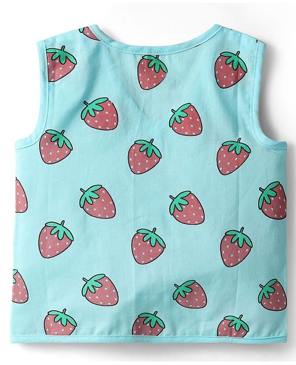 Babyhug 100% Cotton Cambric Woven Sleeveless Front Open Jhablas With Tropical Theme Print Pack of 3 - Light Blue Yellow & Light Pink