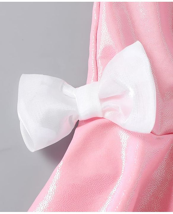 Babyhug Sleeveless Frock Swimsuit With Bow Applique - PInk