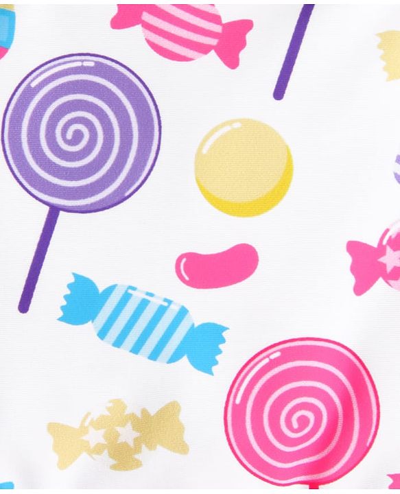 Babyhug Sleeveless Two Piece Swimsuit With Candy Print - White