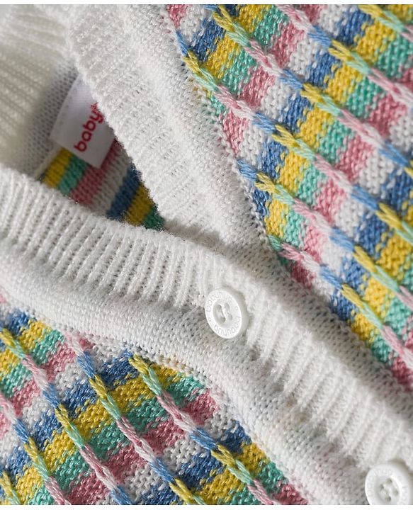 Babyhug Knit Full Sleeves Front Open Sweater & Pant Set with Cap with Knot & Booties with Cable Knit Design - Multicolor
