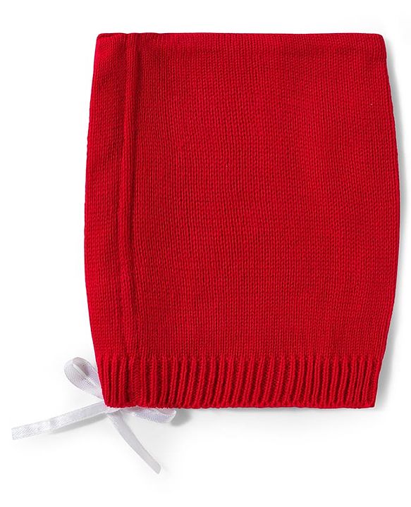 Babyhug Knitted Full Sleeves Striped Sweater Set With Cap & Booties - Red & Navy Blue