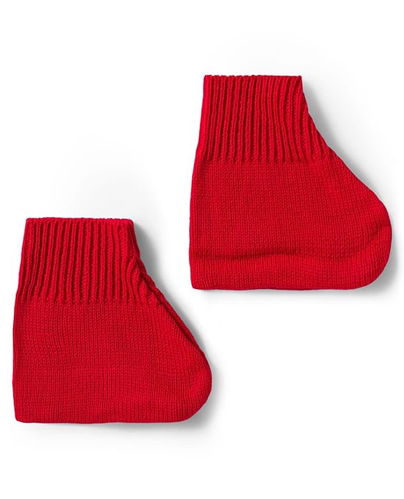 Babyhug Knitted Full Sleeves Striped Sweater Set With Cap & Booties - Red & Navy Blue