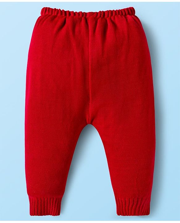 Babyhug Knitted Full Sleeves Striped Sweater Set With Cap & Booties - Red