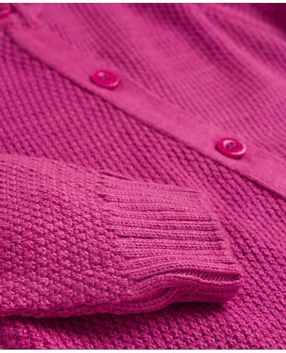 Babyhug Knit Full Sleeves Solid Color Front Open Sweater - Pink