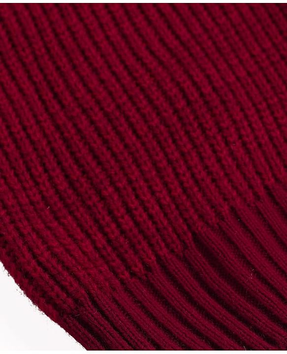 Pine Kids Knit Full Sleeves Hooded Sweater with Number Patch - Dark Red