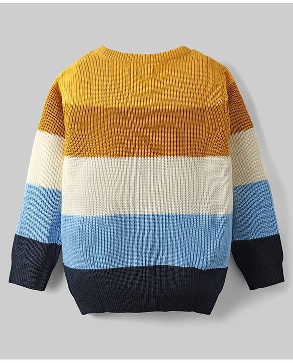 Pine Kids Knit Full Sleeves Pullover Sweater With Stripe Design - Multicolour