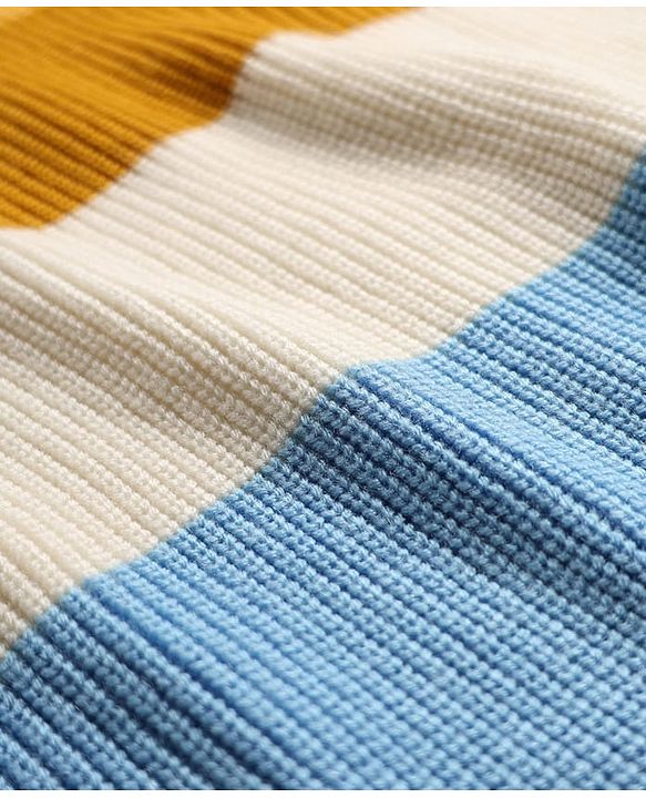 Pine Kids Knit Full Sleeves Pullover Sweater With Stripe Design - Multicolour