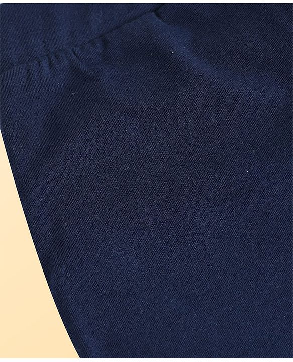 Pine Kids Cotton Lycra Knit Full Length Solid Coloured Leggings Pack Of 2- Navy Blue & White