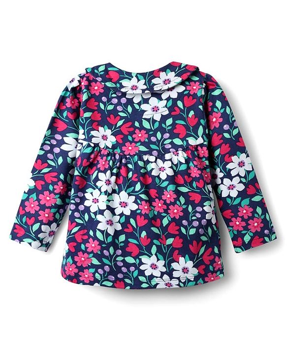 Babyhug 100% Cotton Knit Full Sleeves Co-ords Night Suit With Floral Print - Purple
