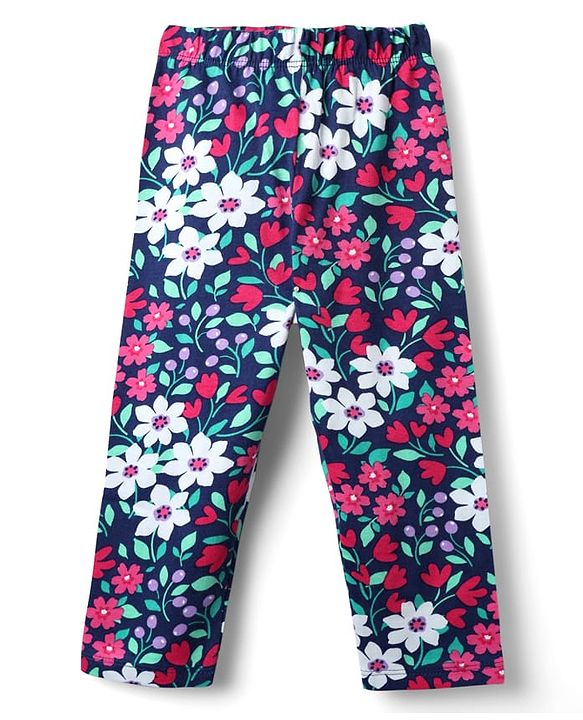 Babyhug 100% Cotton Knit Full Sleeves Co-ords Night Suit With Floral Print - Purple