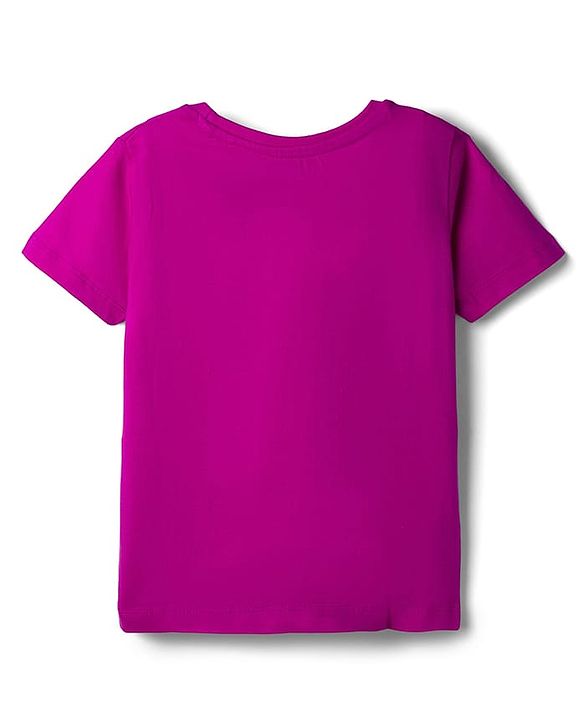 Pine Kids Cotton Knit Half Sleeves T-Shirt With Floral Print - Fuchsia