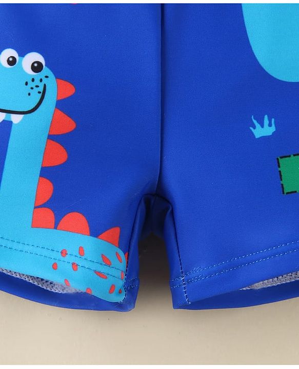 Babyhug Swimming Trunk With Dino Print - Light Blue