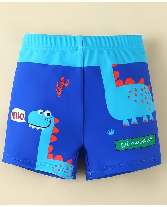 Babyhug Swimming Trunk With Dino Print - Light Blue