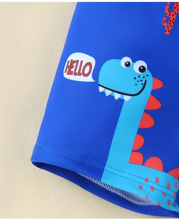Babyhug Swimming Trunk With Dino Print - Light Blue