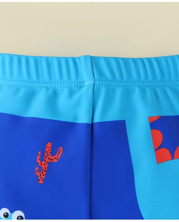 Babyhug Swimming Trunk With Dino Print - Light Blue