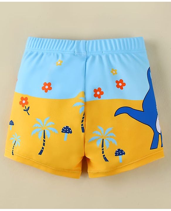 Babyhug Swimming Trunk With Dino Theme Print - Yellow