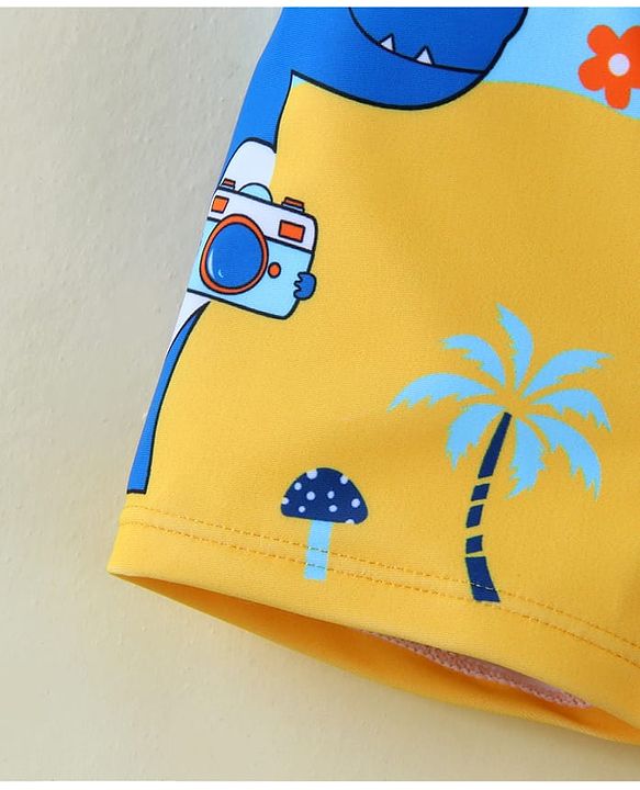 Babyhug Swimming Trunk With Dino Theme Print - Yellow