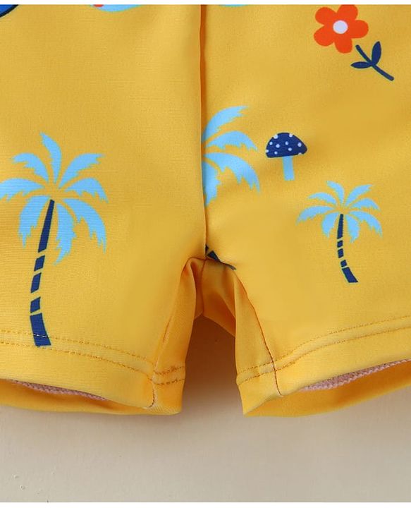 Babyhug Swimming Trunk With Dino Theme Print - Yellow