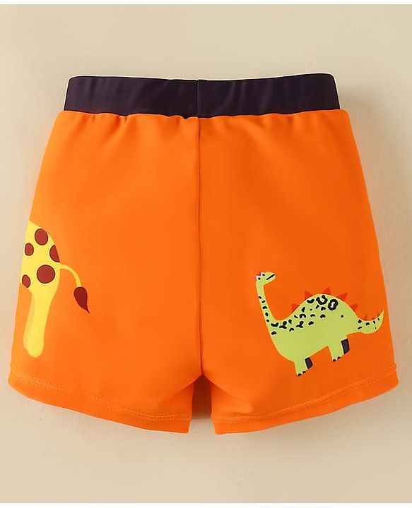 Babyhug Swimming Trunk With Giraffe Print - Orange