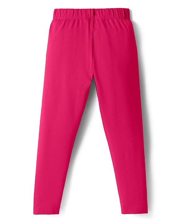 Pine Kids Knit Full Length Solid Leggings with Stretch - Fushsia