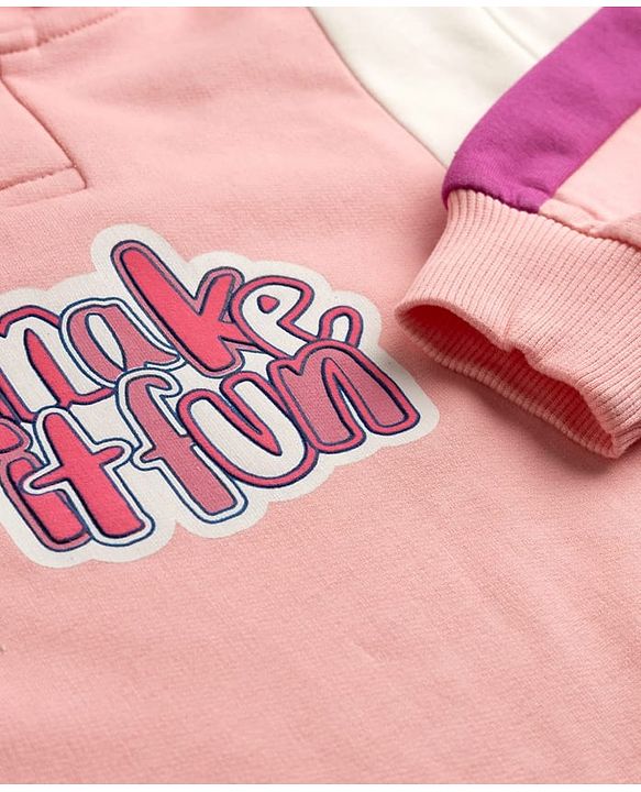 Pine Kids Cotton Knit Full Sleeves Hooded Sweatshirt with Kangaroo Pocket & Text Print - Multicolor