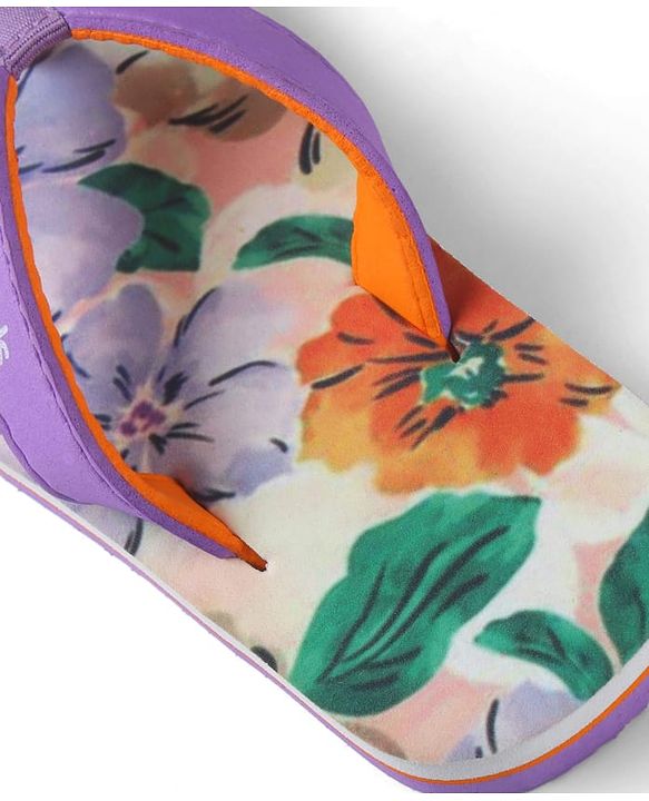 Pine Kids Slip On Floral Printed Flip Flops - Purple