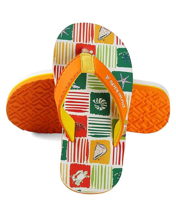 Pine Kids Slip On Flip Flops with Nautical Theme Print - Multicolor