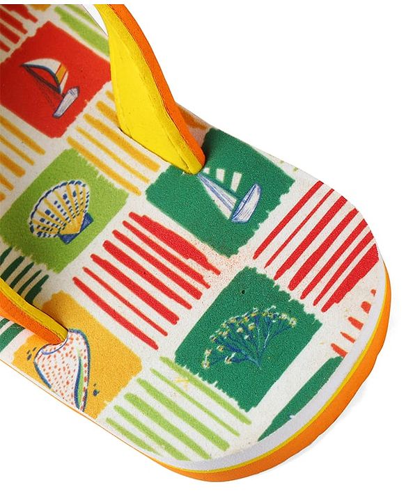 Pine Kids Slip On Flip Flops with Nautical Theme Print - Multicolor