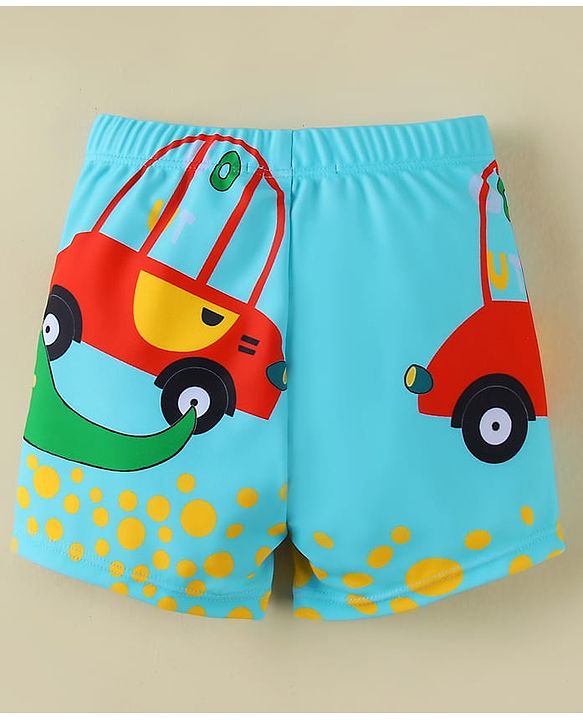 Babyhug Swimming Trunk With Dino Print - Light Blue